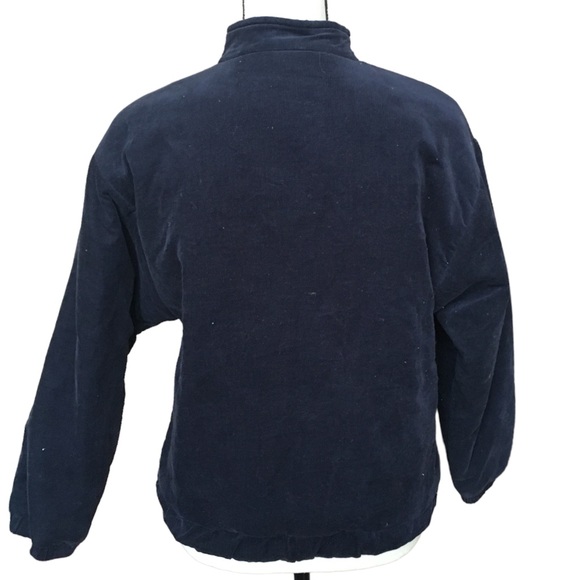 Vintage 70s Lanz Navy Blue Corduroy Gold Button Jacket High Neck Puff Sleeve S - Picture 6 of 7